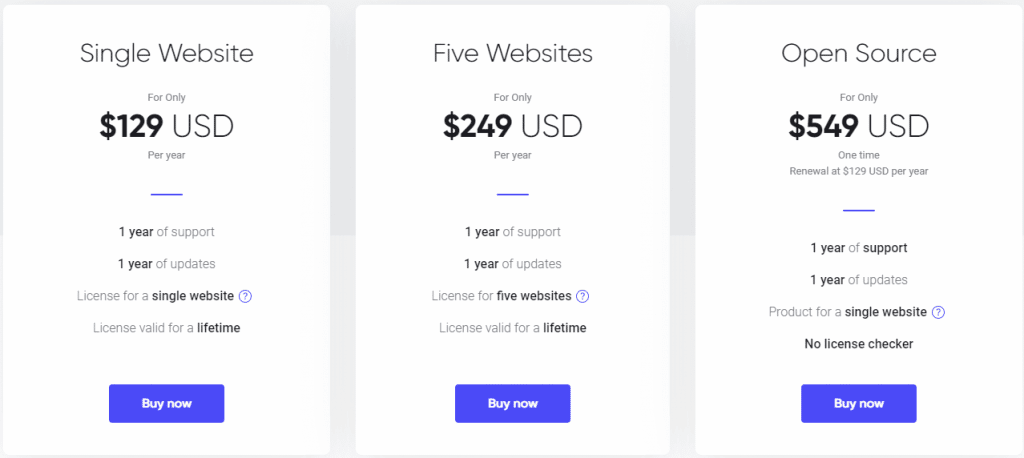 Lagom Pricing table