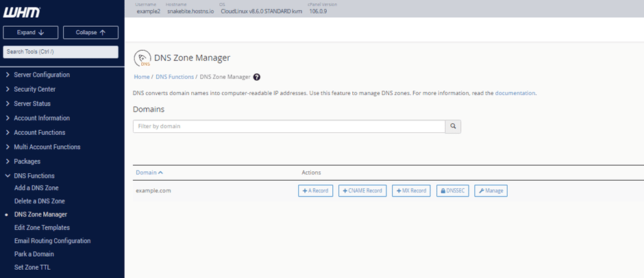 Getting Started with WHM / Web Host Manager 42