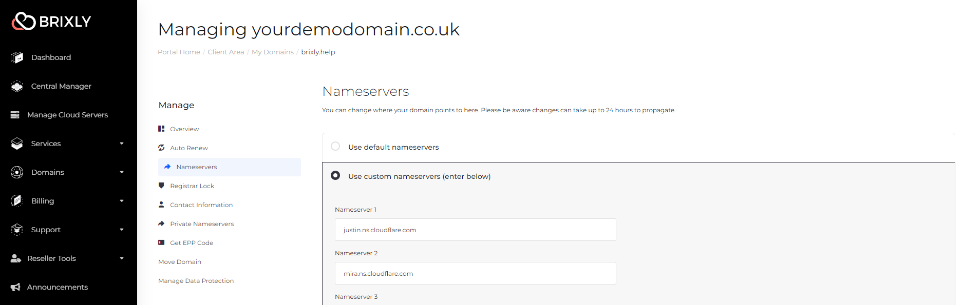 How do I update my domains nameservers? 1